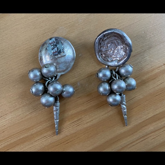 Celia Landman silver beaded earrings - Picture 2 of 3